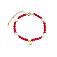 Bracelet vintage en perles, miroir étoilé multicolore, plaqué or 18 carats, bijoux féminins esthétiques, vente en gros