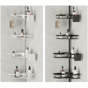 4-Tier Bathroom Adjustable <b>Shower</b> Shelf Rustproof Bathtub Storage Rack Tension Pole <b>Shower</b> <b>Corner</b> Caddy Organizer with 4 Baskets - Product Image 6