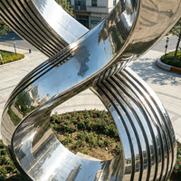 Sculpture Moderne d'Extérieur pour Jardin et Place Publique, en Acier Inoxydable Poli Miroir, Forme Infinie en 8, Grande Statue d'Art Métallique Abstrait