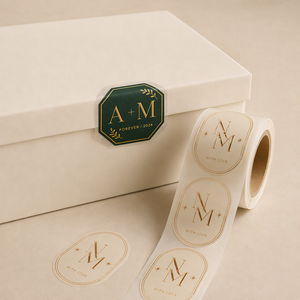 Étiquette autocollante personnalisée en feuille d'or pour mariage, adhésif imperméable pour boîtes cadeaux, papier mat avec impression de logo en lettres - Product Image 4