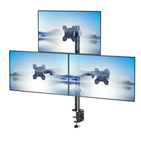 Soporte de Escritorio para Tres Monitores de 13-32 Pulgadas, Base de Acero Resistente con Abrazadera en C, VESA 75x100mm, 22 Libras