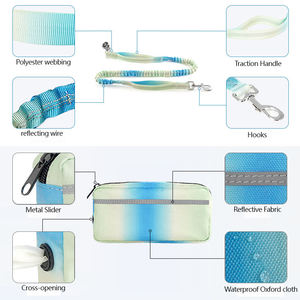 Custom Bulk Gradient Colors Running Pet Leashes With Reflective Sports Waist Pack Hand Free Snap Hook For Bungee <b>Dog</b> Leash - Product Image 5