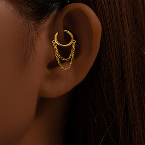 CANNER Novedad Pendientes de Borla de Plata de Ley 925 Bañados en Oro de 18K con Cadena y Hebilla, Joyería de Borla - Product Image 6