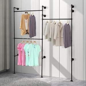 औद्योगिक पाइप के कपड़े रैक दीवार घुड़सवार परिधान कपड़ों का प्रदर्शन स्टैंड फ्लोर स्टैंड परिधान रैक पाइप के कपड़े घरों के लिए हैंगर - Product Image 4