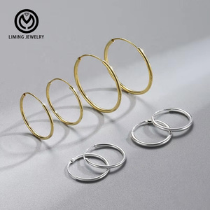 GE13 Fashion Geometry Minimalist 925 Sterling <strong>Silver</strong> Hip Hop Fine Jewelry Big Round <strong>Hoop</strong> <strong>Earrings</strong> <strong>for</strong> <strong>Women</strong> 18k Gold Plated - Product Image 3