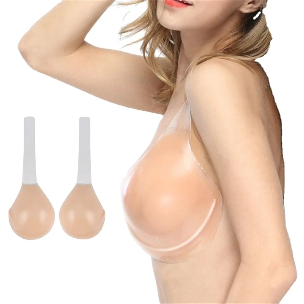 Novo Anel de Aço de Silicone Adesivos No Peito Invisível Empurrar Para Cima As Mulheres Vestido Tamanho Grande Elevador Bralette Bras Autoadesivo Nipple Capa