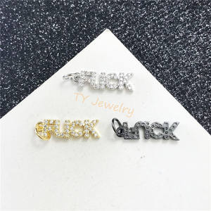 CZ Micro Pave Letter <strong>Word</strong> Pendant/<strong>Charm</strong> Brass 18K Gold Plated Zircon for Children's Jewelry Making Necklace Bracelet <strong>Charm</strong> - Product Image 6