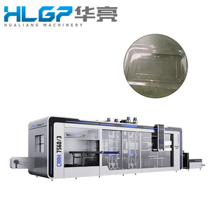 Thermoformeuse haute vitesse à trois stations HUALIANG, zone de formage 510x400mm, 45 cycles/min, télécommande, pour boîtes à fast-food en PP/PVC - Product Image 1