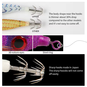 SKM Luminous <span class=keywords><strong>EGI</strong></span> Squid Jig señuelo de madera Camarón Jigging pulpo superior flotante <span class=keywords><strong>Sutte</strong></span> Señuelos de Pesca impresos hechos de plástico Metal - Product Image 6