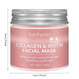 Mascarilla Facial Cremosa de Colágeno y Biotina con Glicerina - Antiarrugas, Hidratante y Reafirmante para <span class=keywords><strong>Piel</strong></span> Grasa/Combinada, 50g, Popular - Product Image 6