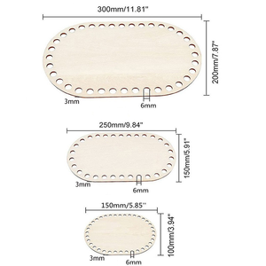 سلال خشبية طبيعية صديقة للبيئة من HX، قاعدة خشبية صلبة محبوكة، مستلزمات النسج اليدوي، قاعدة بيضاوية خشنة للحرف اليدوية - Product Image 6