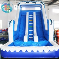 Grand parc aquatique gonflable mobile d'extérieur, équipement de trampoline en PVC pour enfants avec toboggan château malicieux, pas cher pour le divertissement des enfants