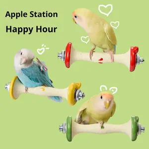 Tafit Sevimli Elma Şeklinde Seramik Papağan <span class=keywords><strong>Stand</strong></span>ı Kuş Tüneği Doğal Gaga ve Pençe Bileme <span class=keywords><strong>Stand</strong></span>ı Papağanlar, Sultan Papağanları, Muhabbet Kuşları için - Product Image 1