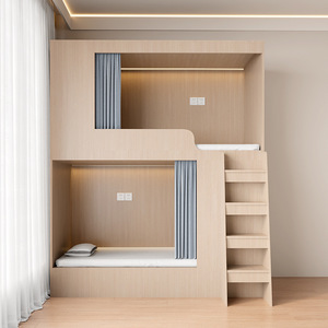 Whole Wooden Capsule Hotel <b>Bed</b> With in Socket Stair <b>LED</b> Light Bunk Youth Hostel Bunk <b>Beds</b> for Hostel - Product Image 4