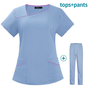 Set Uniformi Infermieristiche in Offerta: Completi Ospedalieri Elasticizzati con Top e Pantaloni, Set Scrub a Due Pezzi per Donne - Product Image 3