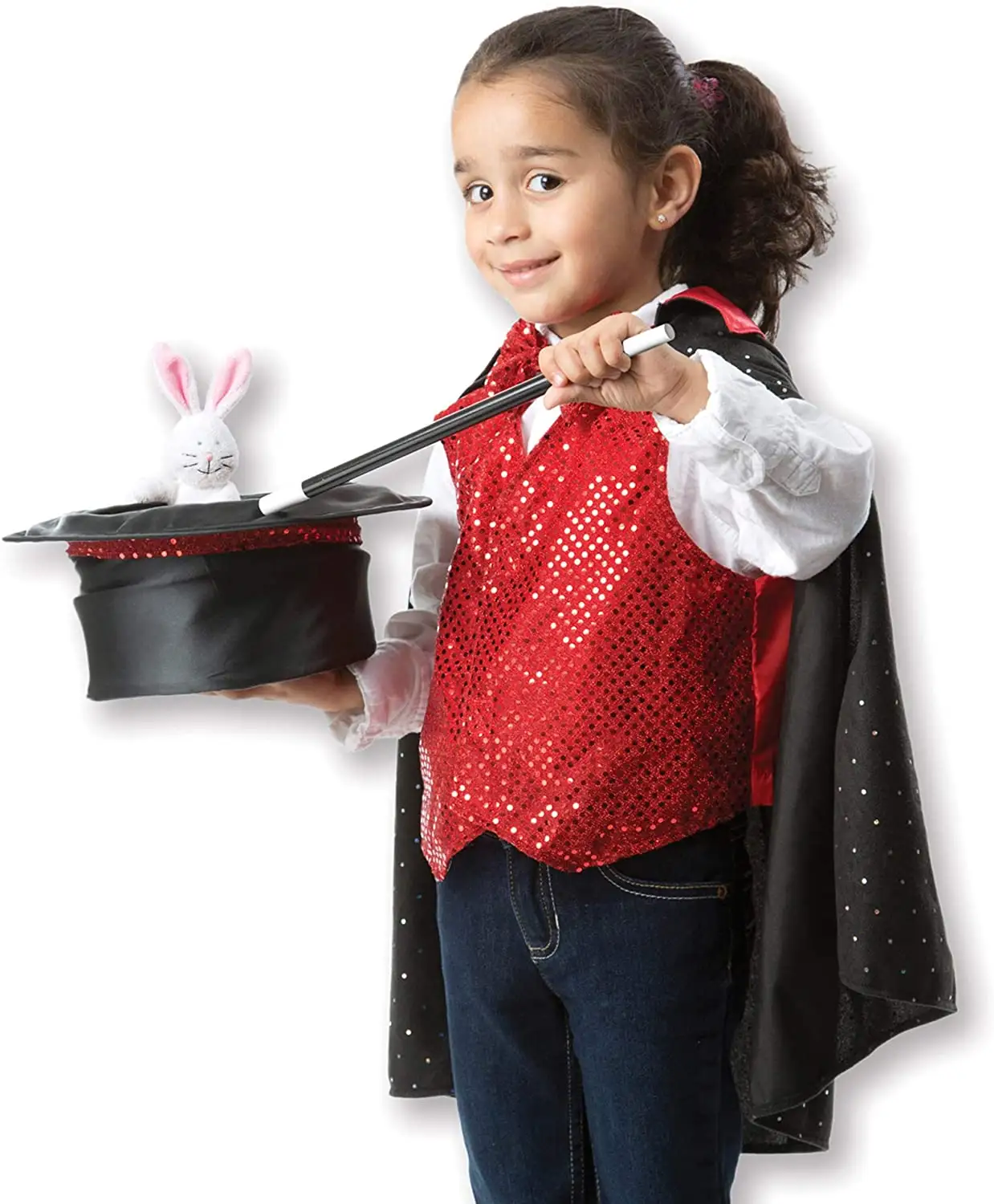 Halloween Kids Magician Cosplay Costumes Set Magic Top Hat And Wand Rabbit Puppet Magic Cape Party Show Costume Set