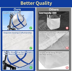 Huamaohengchun, Bolsa de 2 Toneladas, 35" L x 35" W x 43" H, 4400 lbs SWL, Bolsa de Polipropileno Tejido con Fondo Plano y Cierre Tipo Duffle - Product Image 6