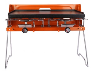 Draagbare Vouwen Twee Brander Winddicht Gasfornuis En Een Bakplaat <span class=keywords><strong>Set</strong></span> - Product Image 1