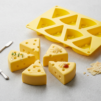 Moule en silicone à 8 cavités en forme de fromage pour mousse, gâteau, pudding, gelée, crème glacée - Outil de cuisson réutilisable de qualité alimentaire