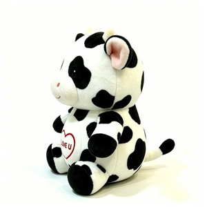 Customized Black and White Spotted Cow Plush, Chubby Sitting Cow Plush Toy,Soft <b>Fluffy</b> Cow Stuffed Toy - Product Image 2