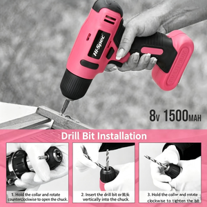 Pink women's toolkitPower Screwdriver 8V Lithium Battery Home Use DIY Tool - Product Image 2