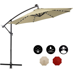 Parasol LED solaire en alliage d'aluminium à ouverture manuelle, design moderne pour jardin, cour et stand - Product Image 5