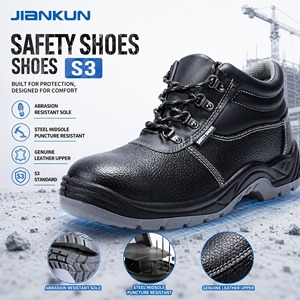 JIANKUN S3 <span class=keywords><strong>scarpe</strong></span> di sicurezza a prova di Smash in pelle goffrata per uomo stivali da lavoro di protezione <span class=keywords><strong>impermeabili</strong></span> in acciaio per lavoratori edili - Product Image 2