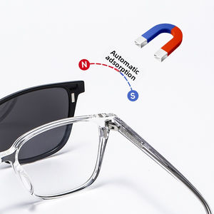 2025ใหม่เทรนด์แฟชั่นแว่นกันแดดกรอบไทเทเนียมสีฟ้าของผู้ชายที่มีเลนส์มองเห็นกลางคืนแม่เหล็กแบบคลิปออนแม่เหล็กแบบแข็ง - Product Image 3