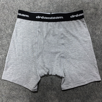 Boxer Homme en Coton Respirant Gris Heather, Sous-vêtements pour Homme en Coton et Spandex, Ceinture Élastique Jacquard, Fermeture Frontale