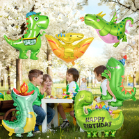 Set Balon Foil Dinosaurus Cocok untuk Anak-Anak, Balon Dekorasi Tema Dinosaurus Ulang Tahun yang Lucu