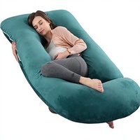 Oreiller de grossesse ergonomique en forme de G pour tout le corps, garnissage en fibres creuses 7D, housse en velours moderne unie avec double fermeture éclair réglable, soutien lombaire et des hanches