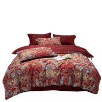 100% ensembles de housse de couette en coton biologique à longues fibres égyptiennes Style américain 60s 4 pièces 300 fils