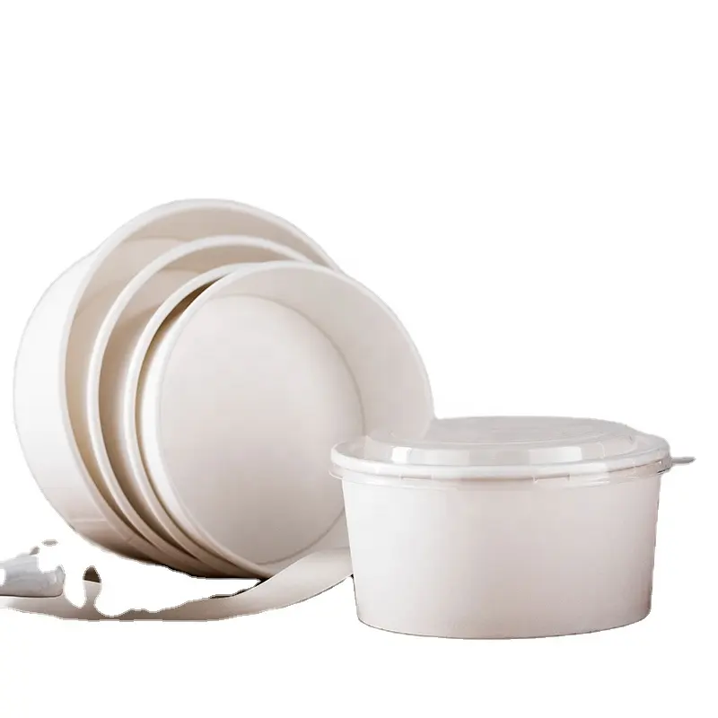 Disposable kraft white paper bowl for salad and hot soup and rice bowl
