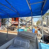 Tente portable en PVC imperméable, mobile, à ouverture coulissante, pour le stockage et la restauration, avec parois latérales et roues, toutes saisons, monocouche