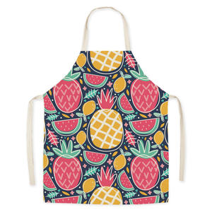 Delantal de trabajo similar al lino con estampado naranja de verano Diseño transpirable sin mangas Adultos y padre-hijo Tareas domésticas Delantal con patrón de frutas - Product Image 6