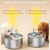 Fontaine à eau automatique pour animaux domestiques (chiens et chats) en acier inoxydable, grande capacité, avec fenêtre de niveau, pompe et accessoires LED – Fournitures et produits