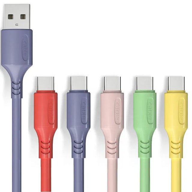 Liquid Silicone USB Type C Cable 3A Micro USB Cable Fast Charge Mobile Data Cord