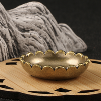 Mini bol en laiton antique en forme de lotus, plateau de rangement pour bijoux en métal vintage, ornement de bureau en laiton oriental