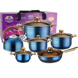 Ensemble de casseroles en acier inoxydable à fond épais et composé, coloré, pour cuisine, comprenant casseroles à soupe, à lait, poêles à frire et bouilloires, 12 pièces - Product Image 1