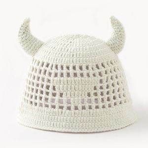 Nuovo Arrivo Cappello a Secchiello con Corna del Diavolo Lavorato a Mano all'Uncinetto, Unisex, per Feste di Halloween, Cappello in Lana Lavorato a Maglia - Product Image 4