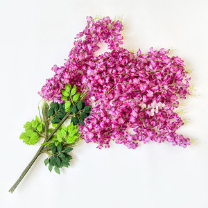 Fleurs artificielles de glycine 100cm 200cm en plastique et soie, haute simulation, pour décoration de mariage et de maison, feuilles vertes, lianes - Product Image 3