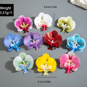 Pinza para el pelo <span class=keywords><strong>de</strong></span> orquídea mariposa estilo europeo-americano, hecha a mano <span class=keywords><strong>con</strong></span> tela, para niñas, ideal para verano y vacaciones en Hawái. - Product Image 2
