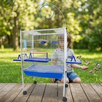 Kit de cage à oiseaux de bureau avec dessus ouvert arqué, balançoire suspendue, planches d'activités latérales et bouteille d'eau pour les canaris et les perruches