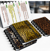 Carnet A5 en cuir PU, classeur à disques, journal à feuilles mobiles, agenda créatif avec couverture léopard détachable
