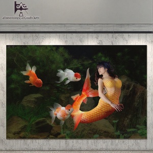 Hiện đại Oriental Nude LED thắp sáng <span class=keywords><strong>Canvas</strong></span> tường nghệ thuật với khung gỗ treo trang trí nội thất - Product Image 2