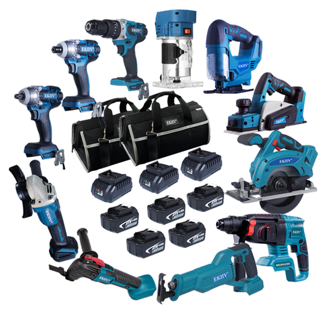 100% Compatible Famous Brands Cordless Brushless Hammer Drill Wrench Trimmer Blower Power Tools Tool Set Kit