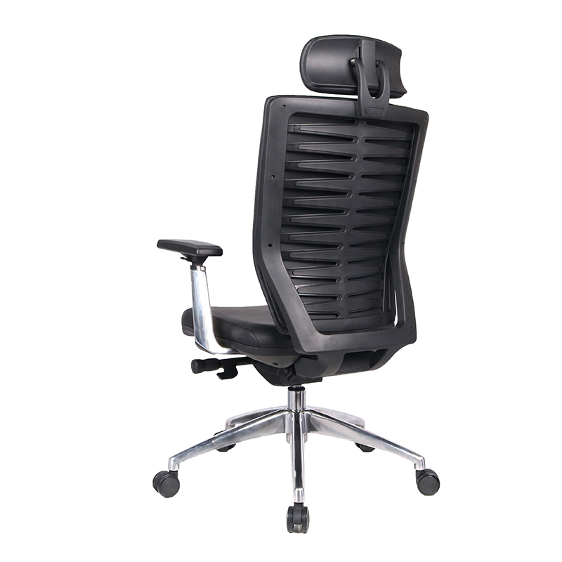 Upscale BIFMA multifunctional large and large black genuine leather office chair with aluminum Base