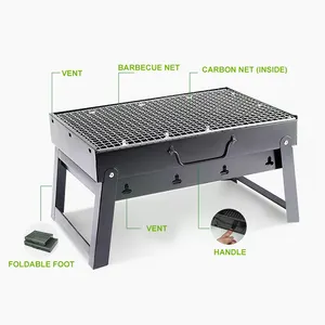 Estufa de barbacoa de carbono portátil para exteriores, miniparrilla plegable para Picnic, jardín, fiesta, cocina, terraza, Camping, viaje