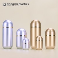 Flacon en plastique acrylique doré haut de gamme en forme de balle pour médicaments, comprimés, capsules, distributeur de pilules vide de 15 ml, double couche, à visser