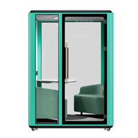 Cabine de bureau insonorisée moderne en aluminium durable avec éclairage LED réglable, design mobile, idéale pour salon ou bureau